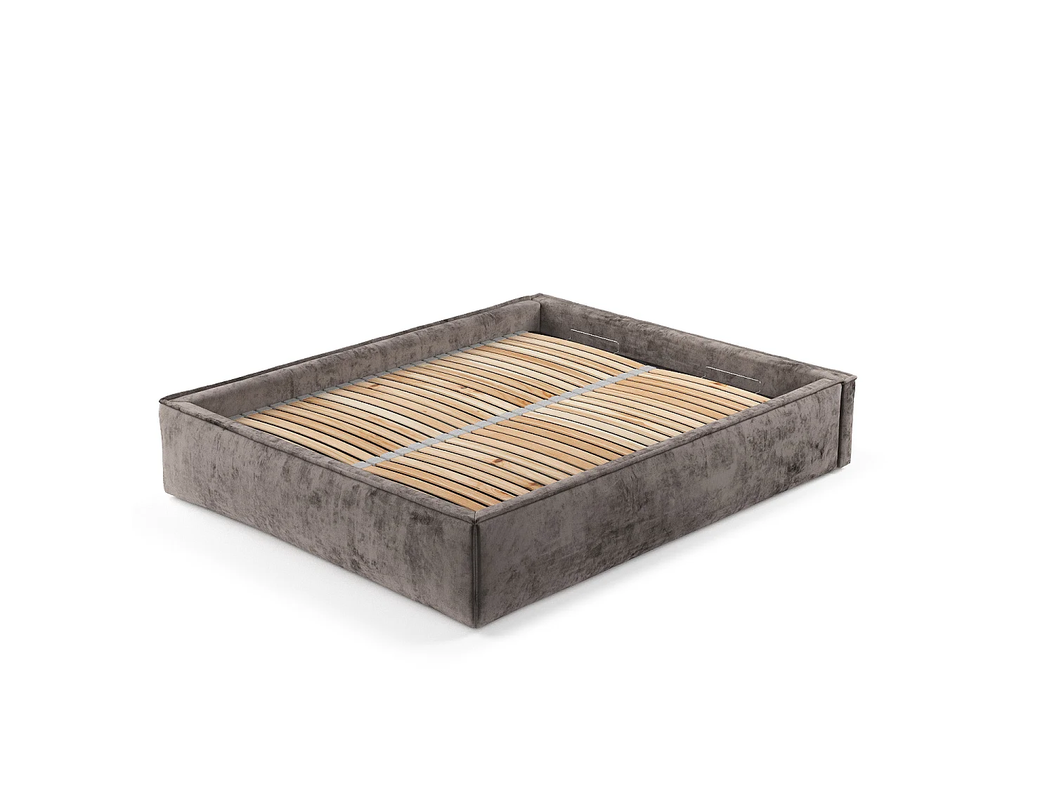 Lit coffre Alvar - 200 x 200 cm - chenille - brun