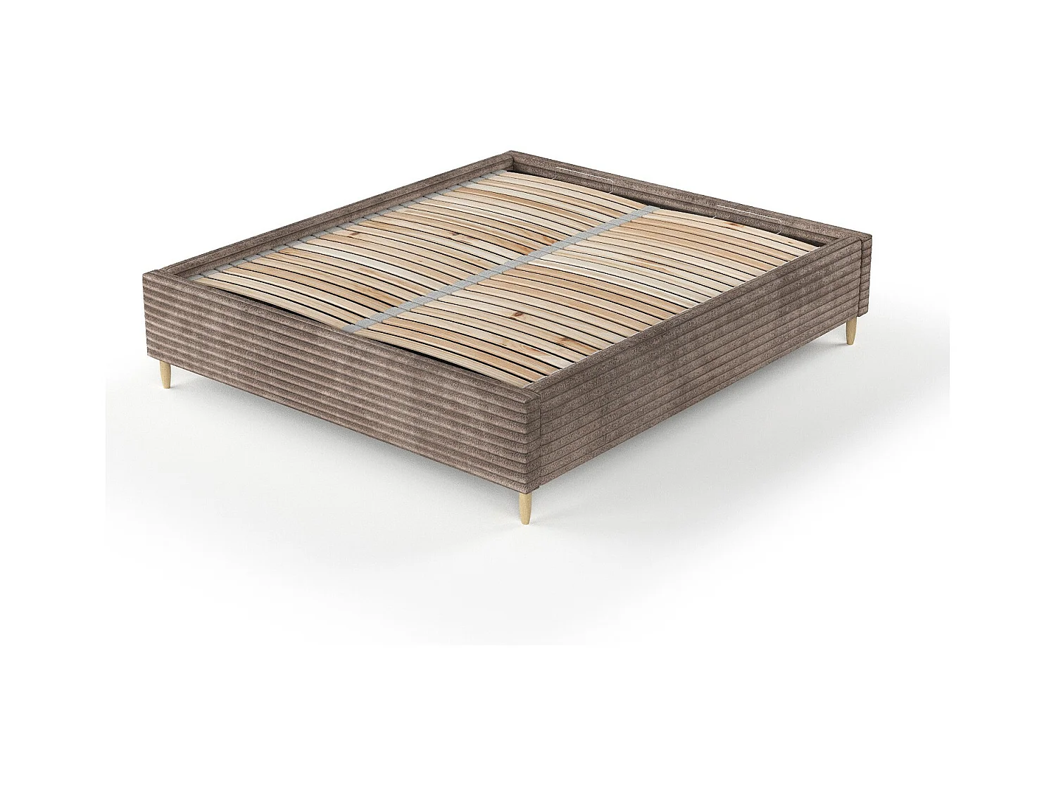 Polsterbett Larch - 120 x 200 cm - Samtstoff - beige