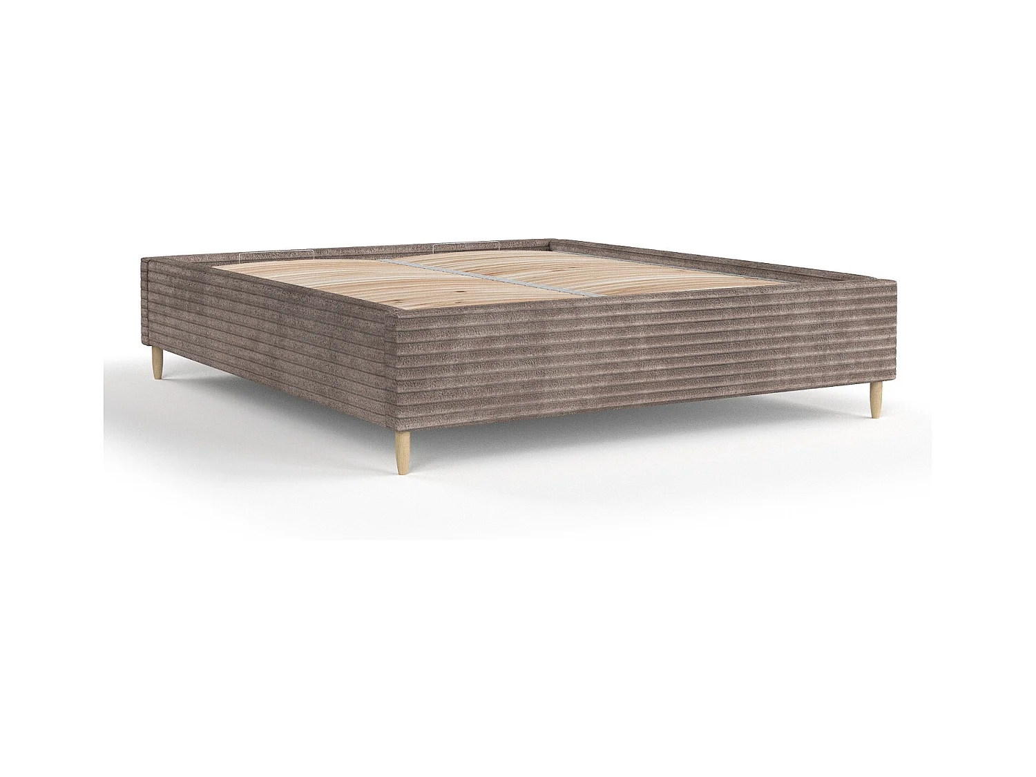 Polsterbett Larch - 120 x 200 cm - Samtstoff - beige