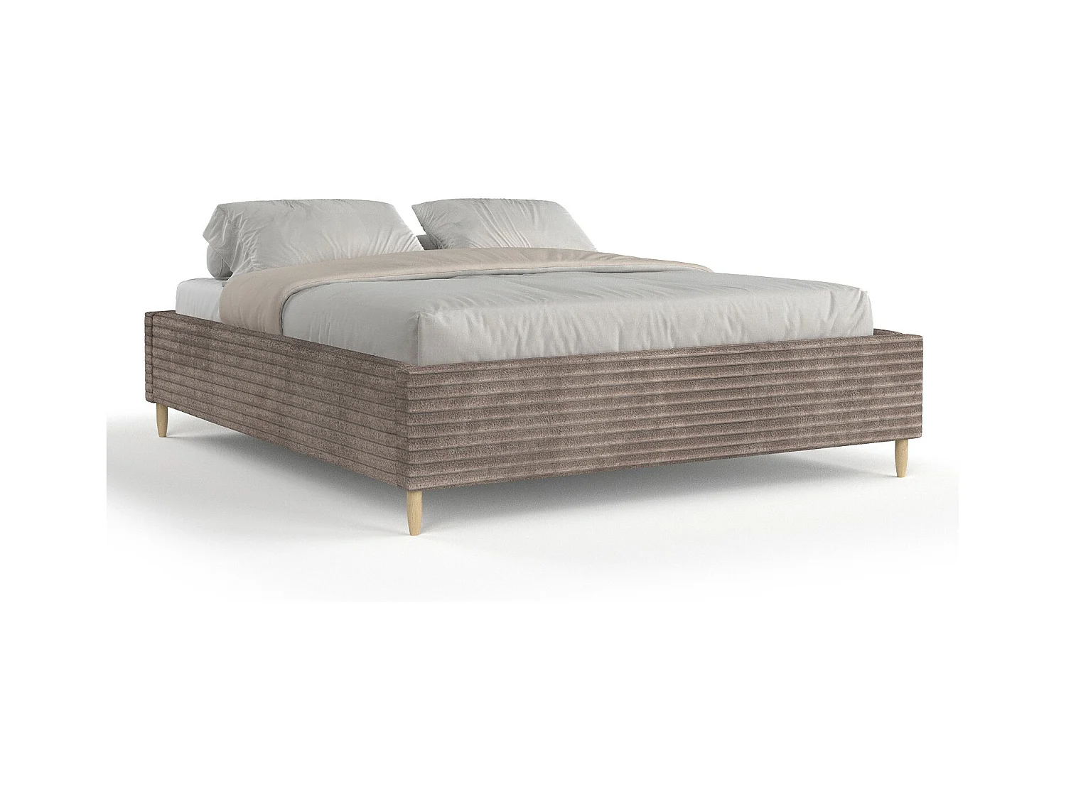 Polsterbett Larch - 120 x 200 cm - Samtstoff - beige