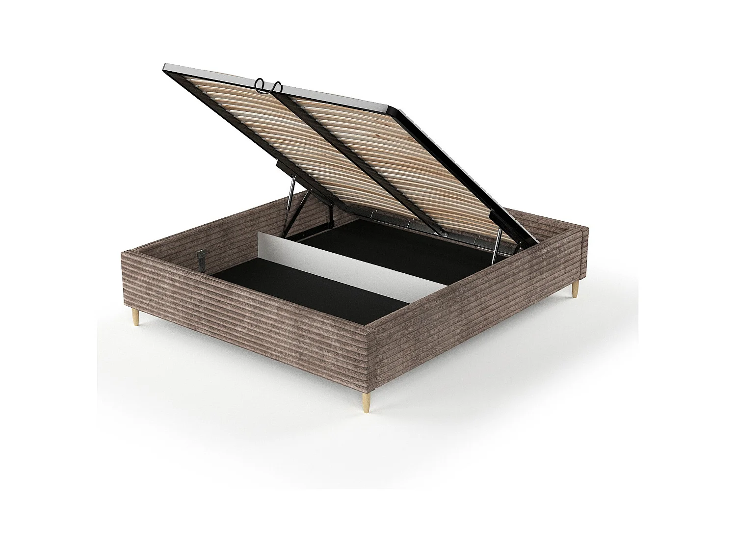 Polsterbett Larch - 120 x 200 cm - Samtstoff - beige