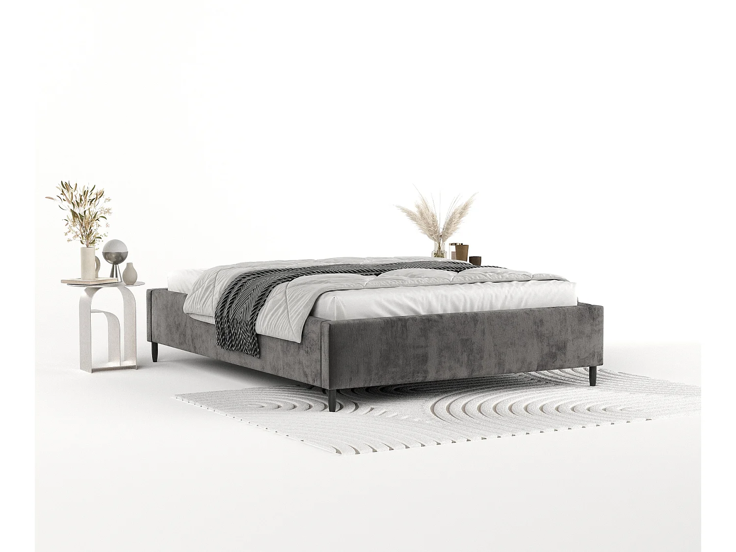 Polsterbett Larch - 120 x 200 cm - Chenille-Stoff - dunkelgrau