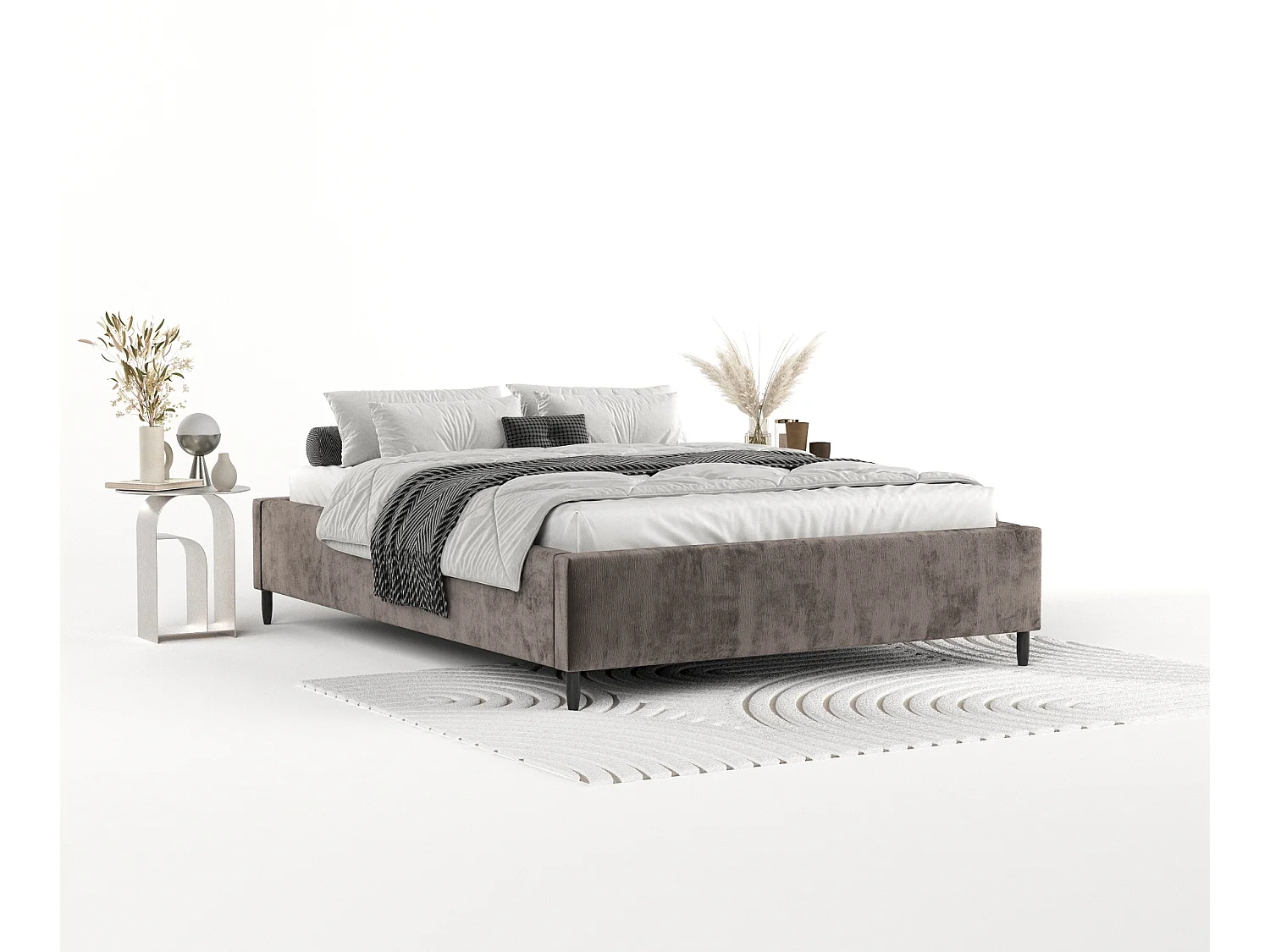 Polsterbett Larch - 120 x 200 cm - Chenille-Stoff - braun