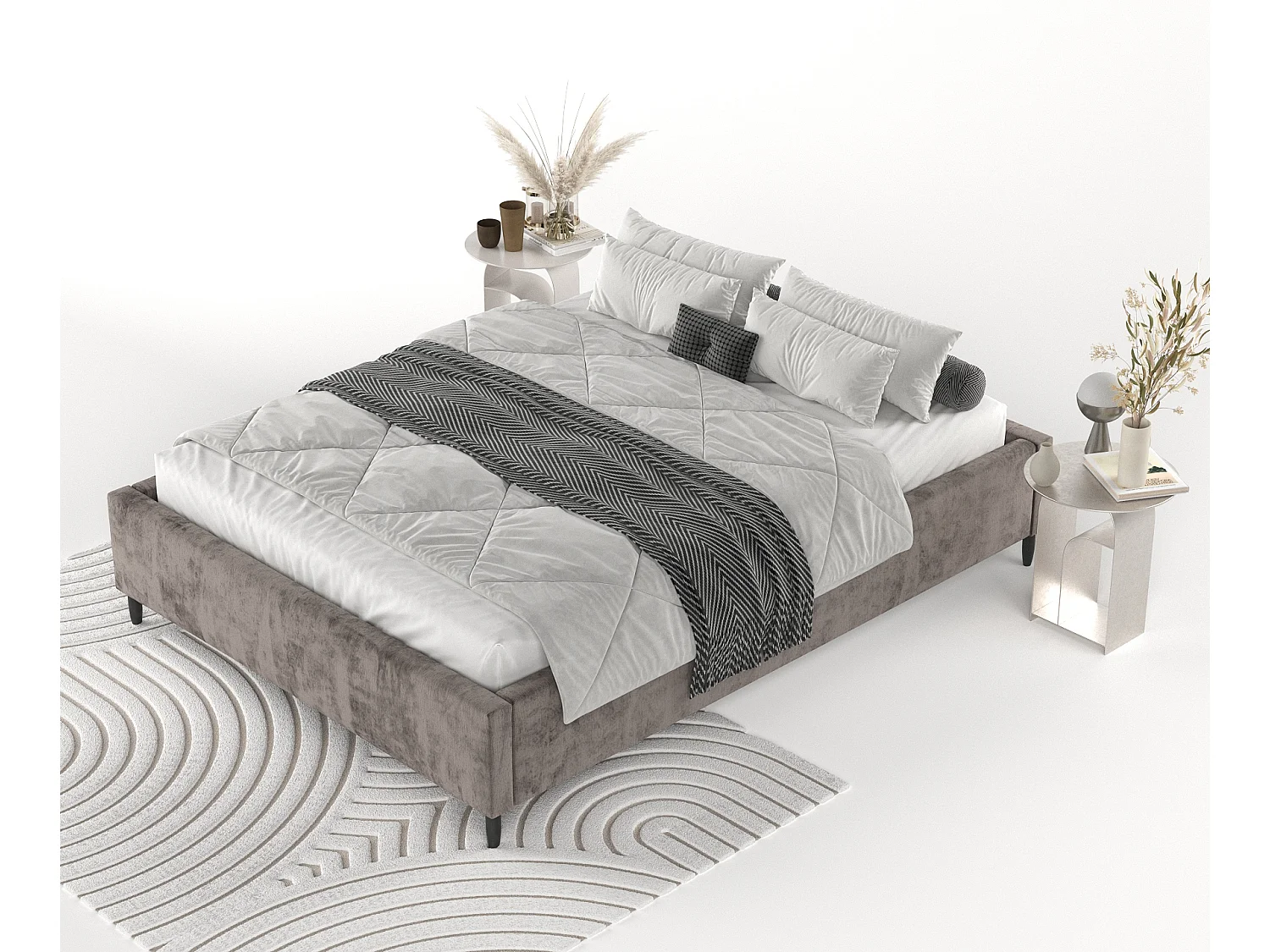 Polsterbett Larch - 120 x 200 cm - Chenille-Stoff - braun