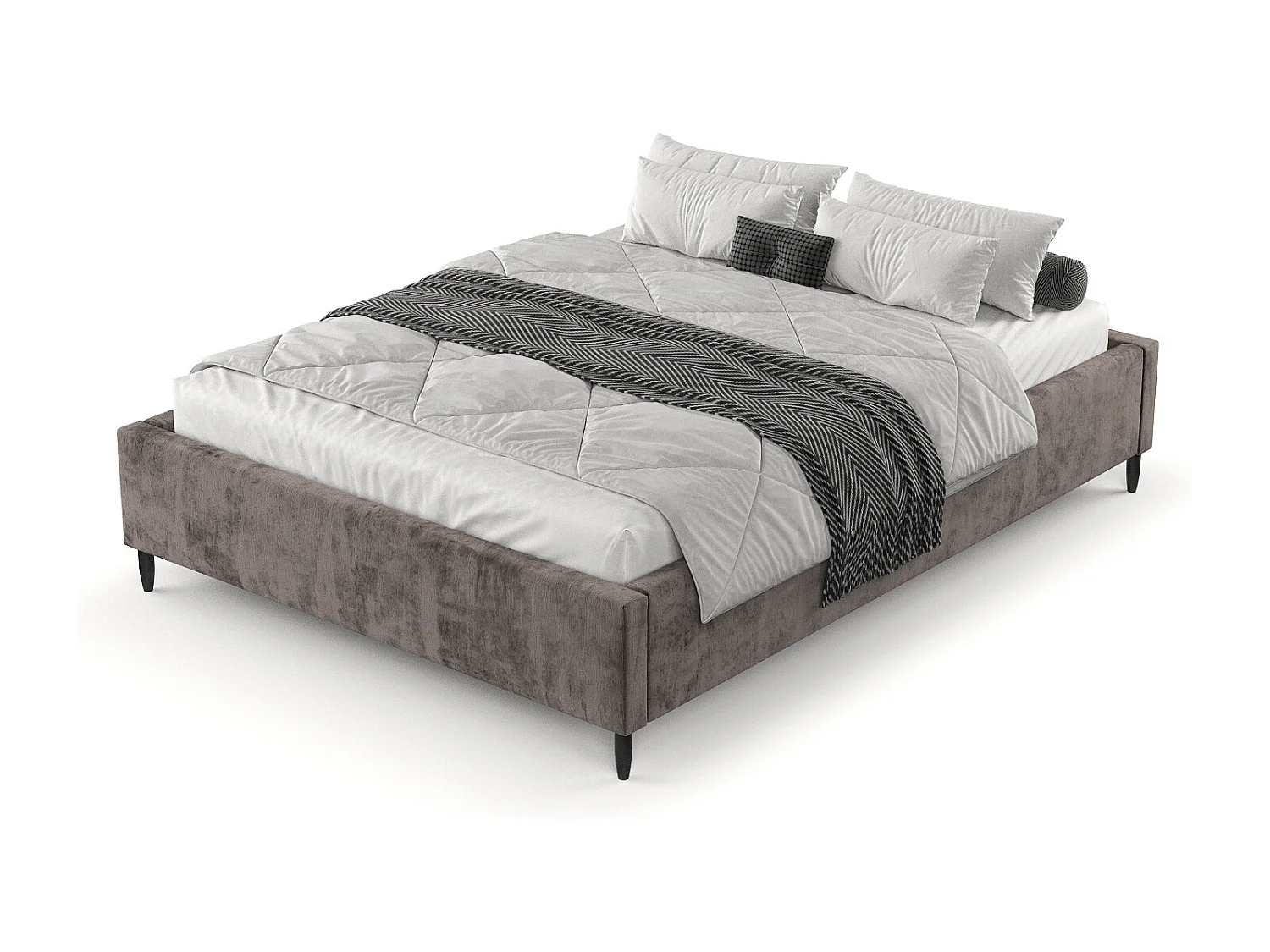 Polsterbett Larch - 120 x 200 cm - Chenille-Stoff - braun