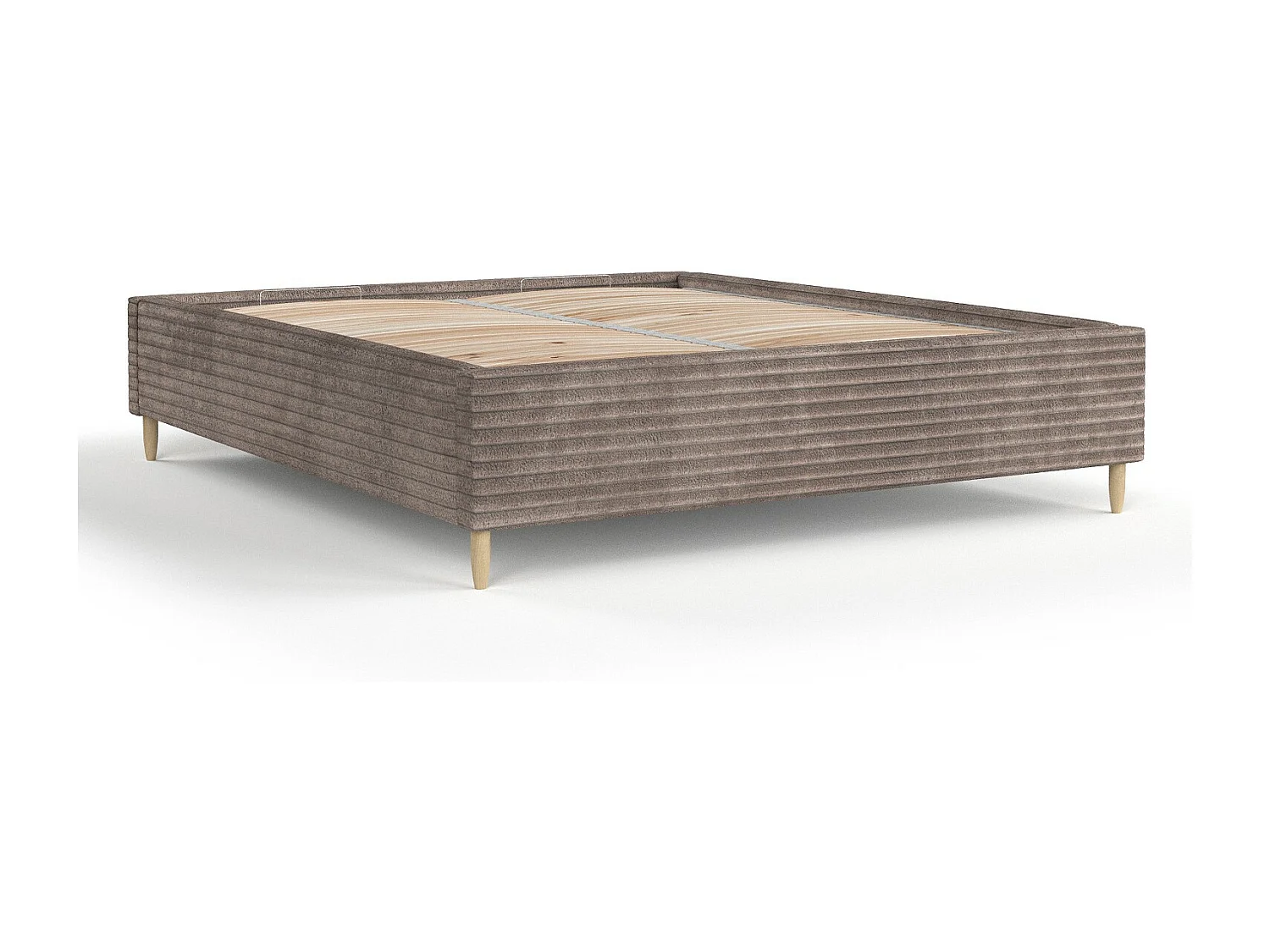 Polsterbett Larch - 160 x 200 cm - Samtstoff - beige