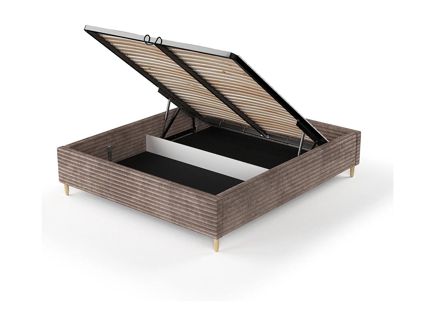 Polsterbett Larch - 160 x 200 cm - Samtstoff - beige