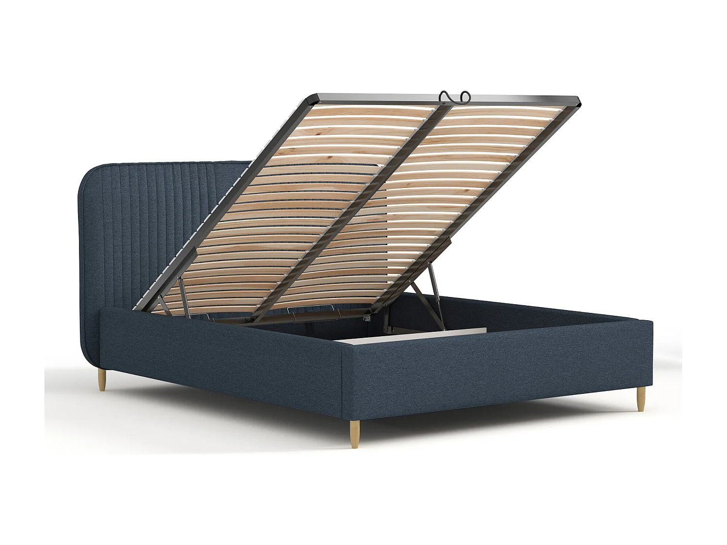 Polsterbett Livy - 140 x 200 cm - Webstoff - marineblau