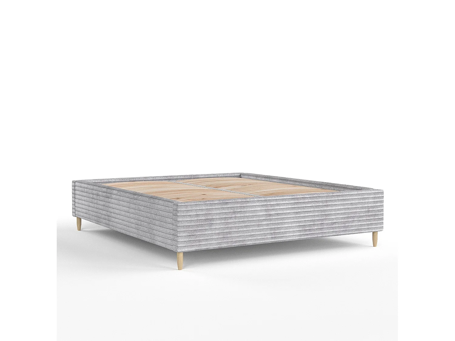 Lit capitonné Larch - 180 x 200 cm - velours - gris