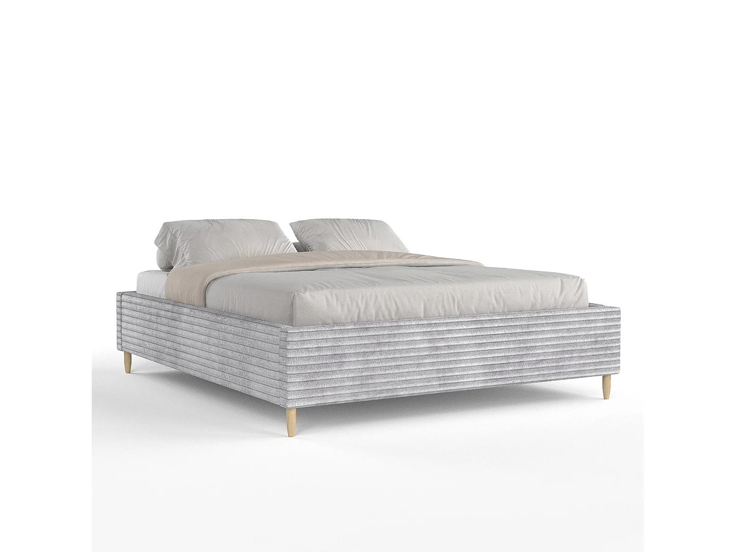 Lit capitonné Larch - 180 x 200 cm - velours - gris