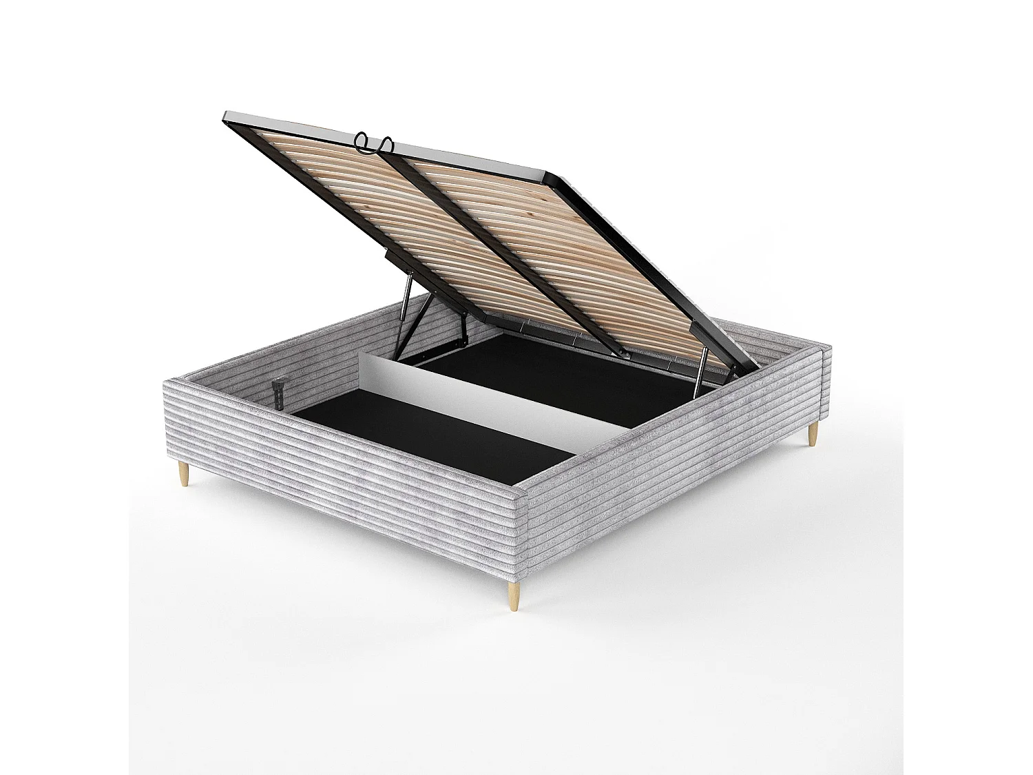 Lit capitonné Larch - 180 x 200 cm - velours - gris