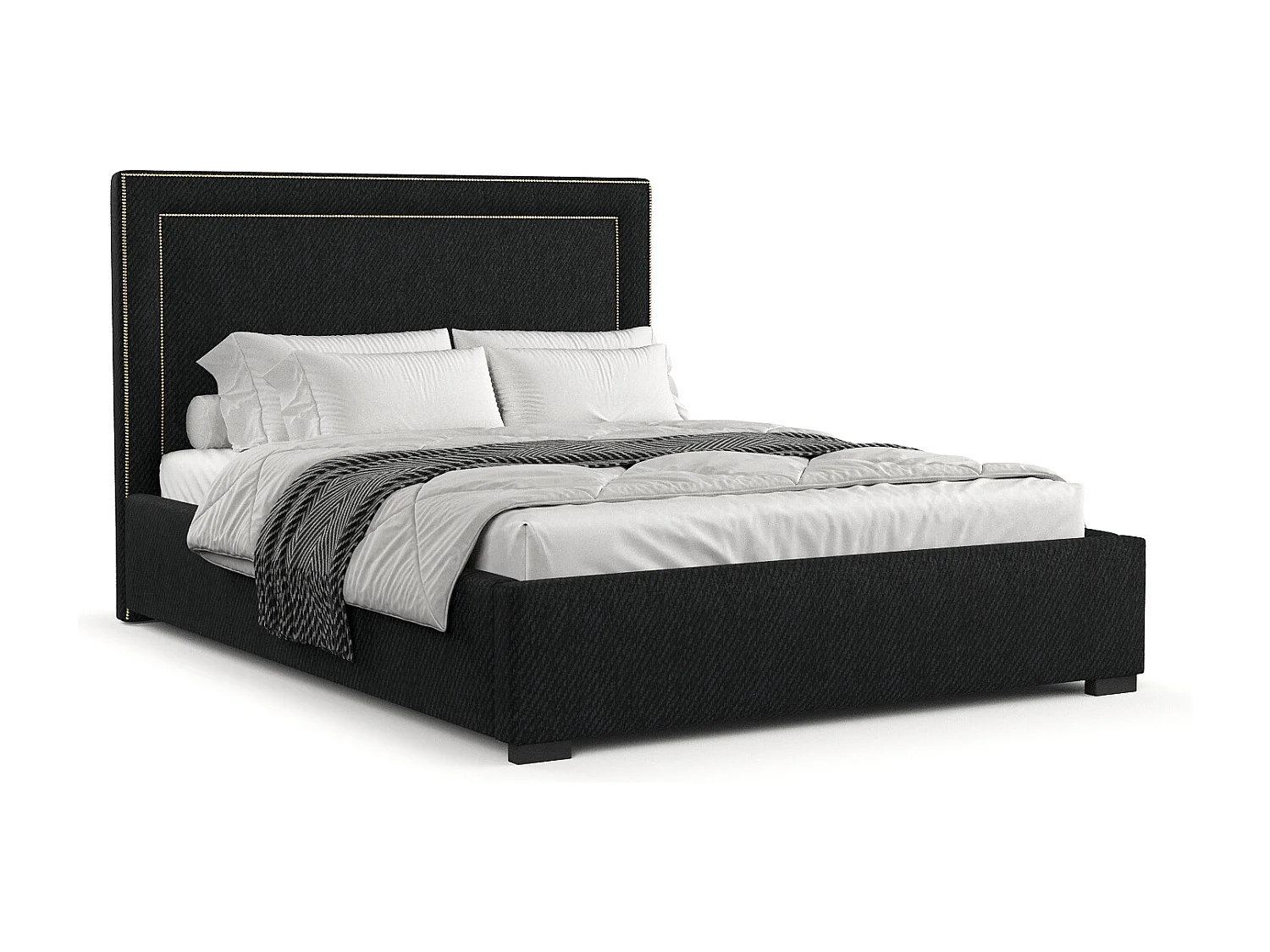 Polsterbett Como - 180 x 200 cm - Webstoff - schwarz