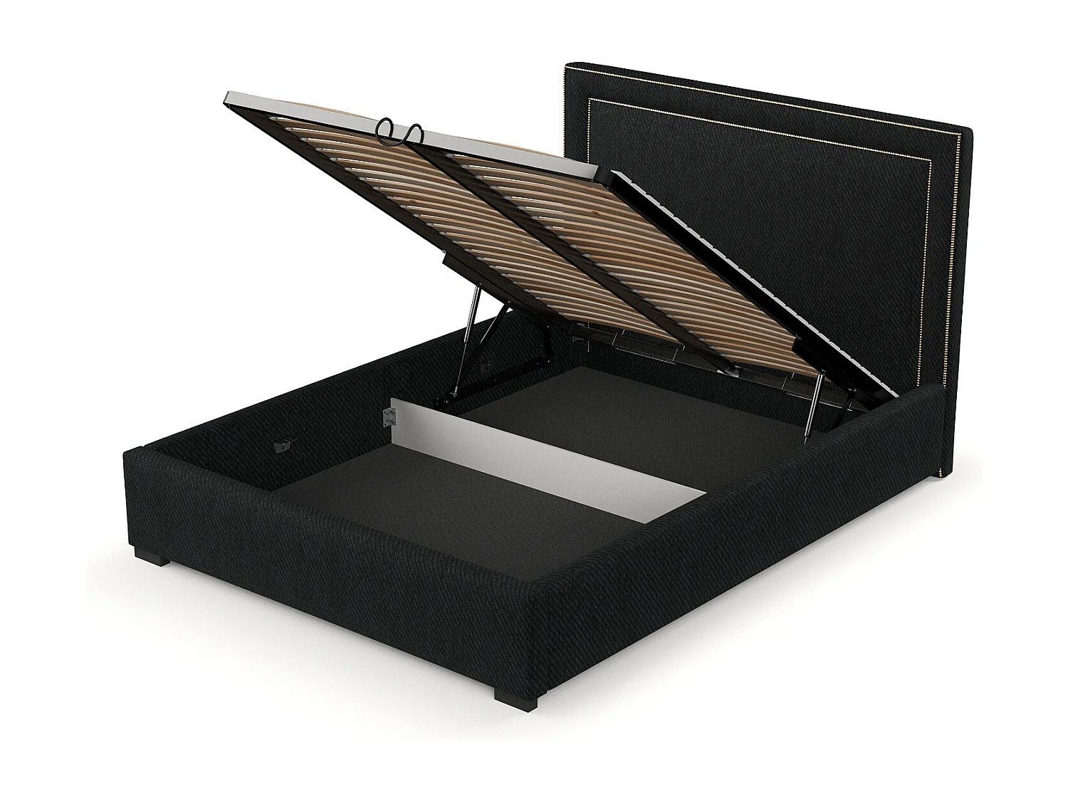 Łóżko tapicerowane Como - 180 x 200 cm - tkanina pleciona - czarny