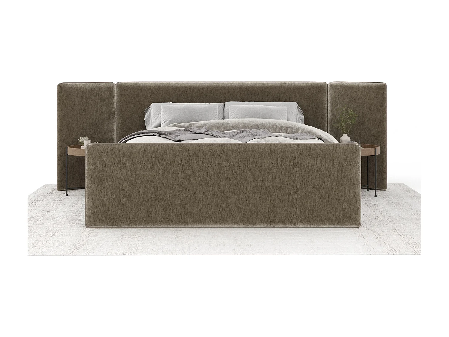 Polsterbett Tokyo - 160 x 200 cm - Chenille-Stoff - beige