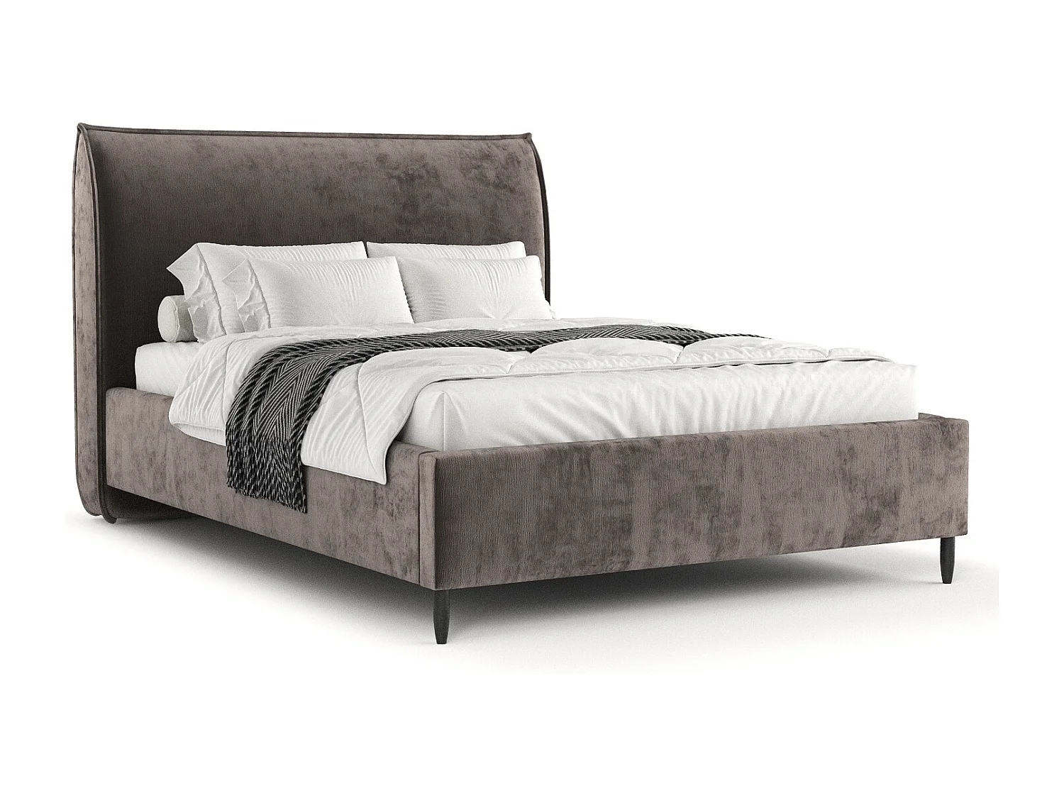 Polsterbett Shell - 180 x 200 cm - Chenille-Stoff - braun