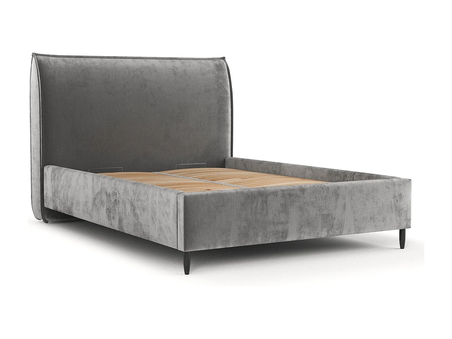 Polsterbett Shell - 140 x 200 cm - Chenille-Stoff - grau