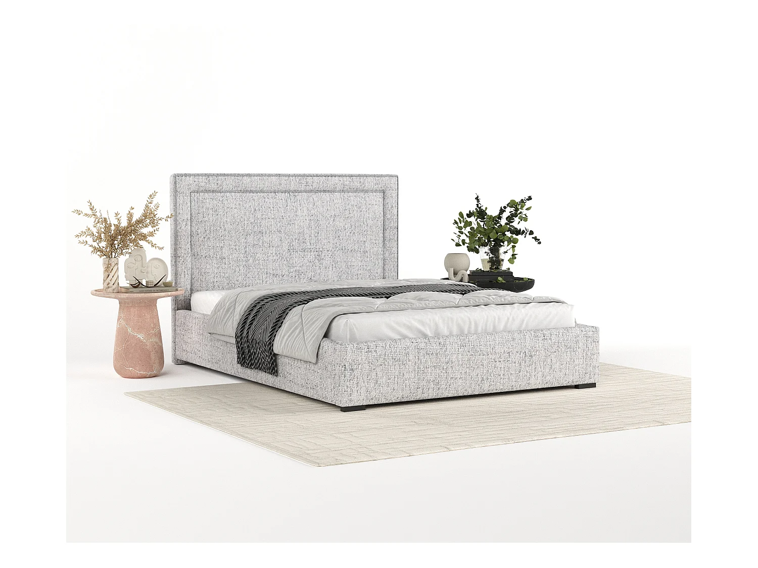 Polsterbett Como - 120 x 200 cm - Webstoff - hellgrau