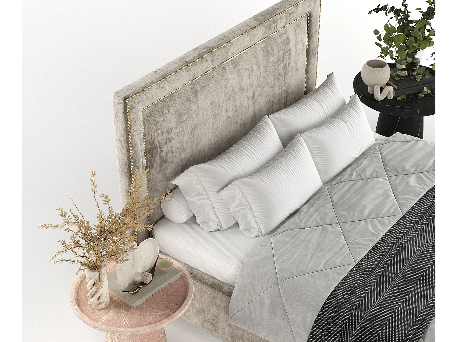 Polsterbett Como - 160 x 200 cm - Chenille-Stoff - beige