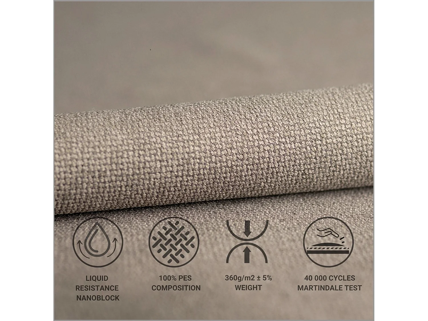 Lit coffre Noto - 160 x 200 cm - toile tissée - brun clair