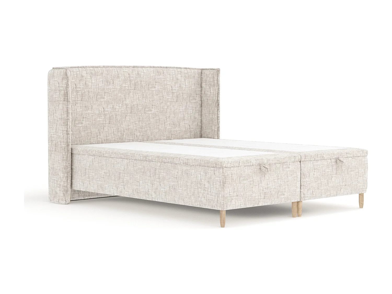 Lit coffre en toile tissée Ritual - 160 x 200 cm - creme