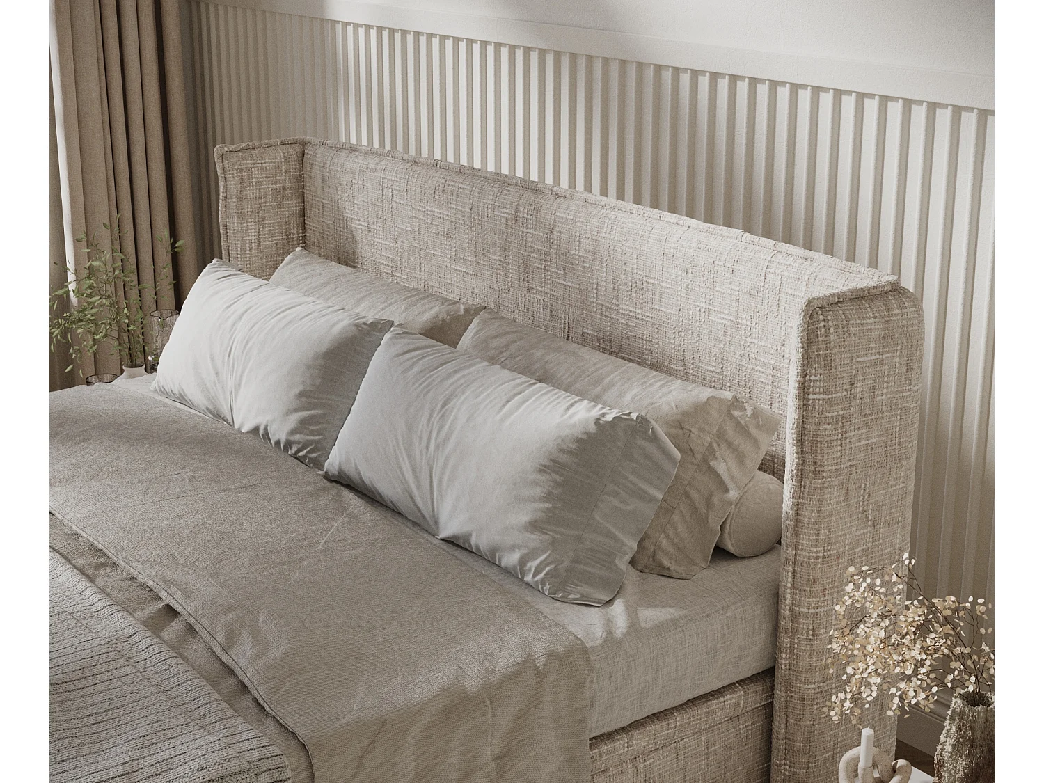 Lit coffre en toile tissée Ritual - 160 x 200 cm - creme