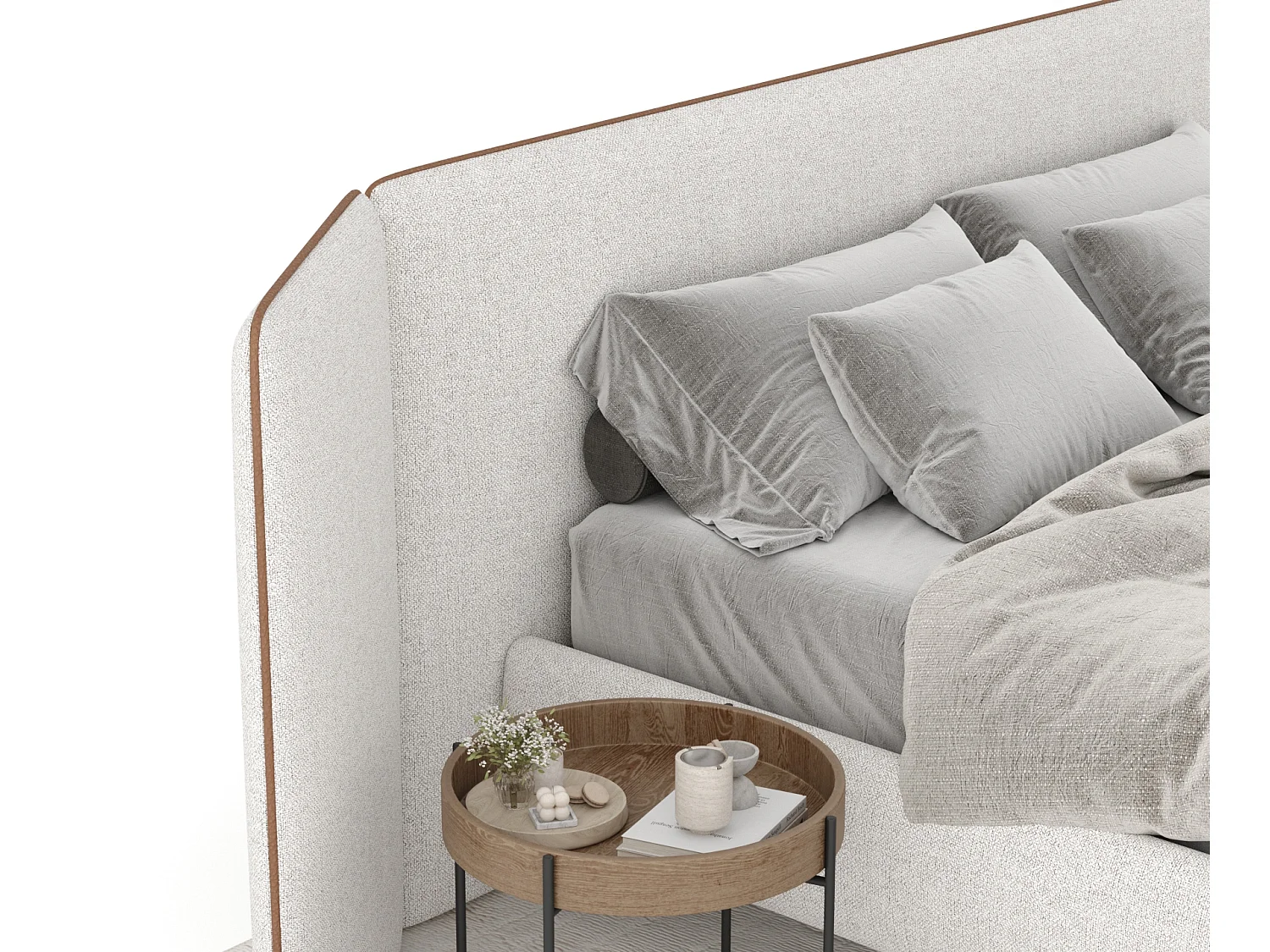 Polsterbett Tokyo - 180 x 200 cm - Webstoff - creme