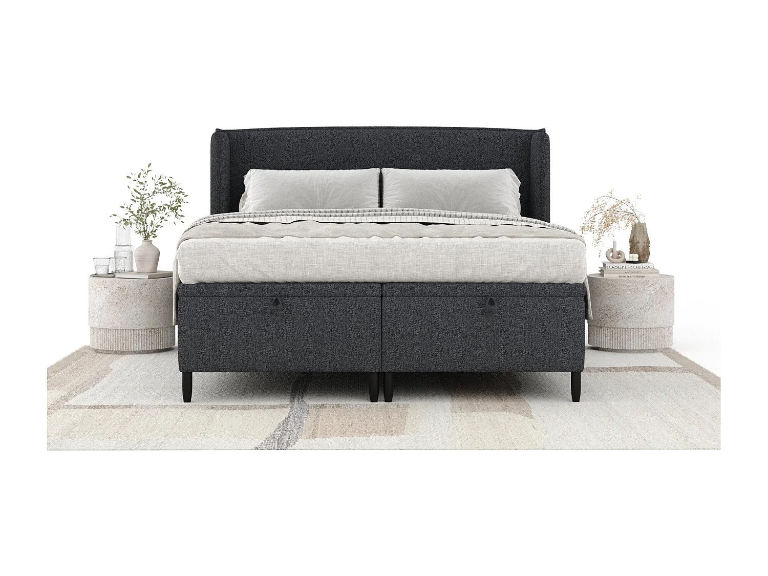 Lit coffre en toile tissée Ritual - 180 x 200 cm - noir