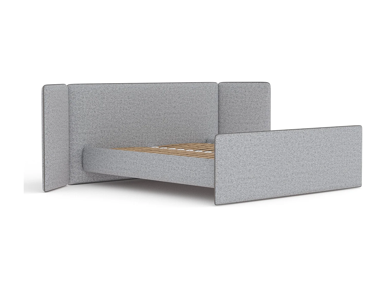 Lit coffre Tokyo - 140 x 200 cm - toile tissée - gris