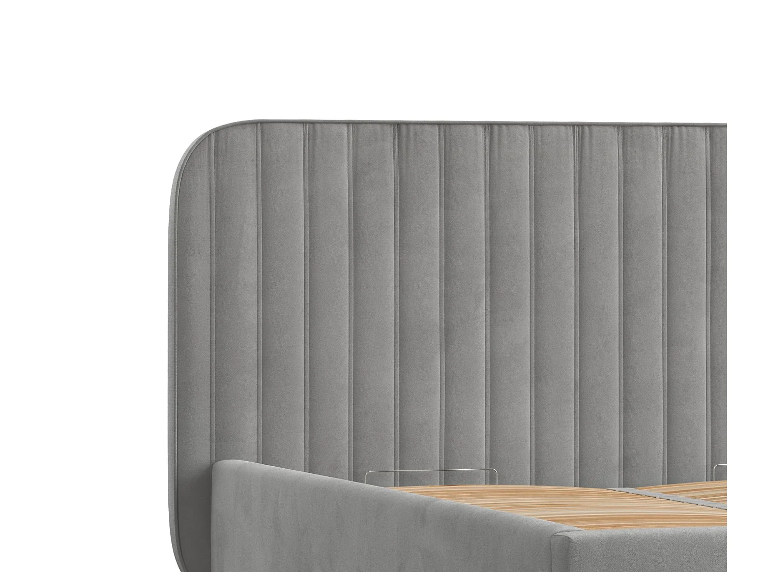 Gestoffeerd bed van velvet stof Noto - 140x200 cm - grijs