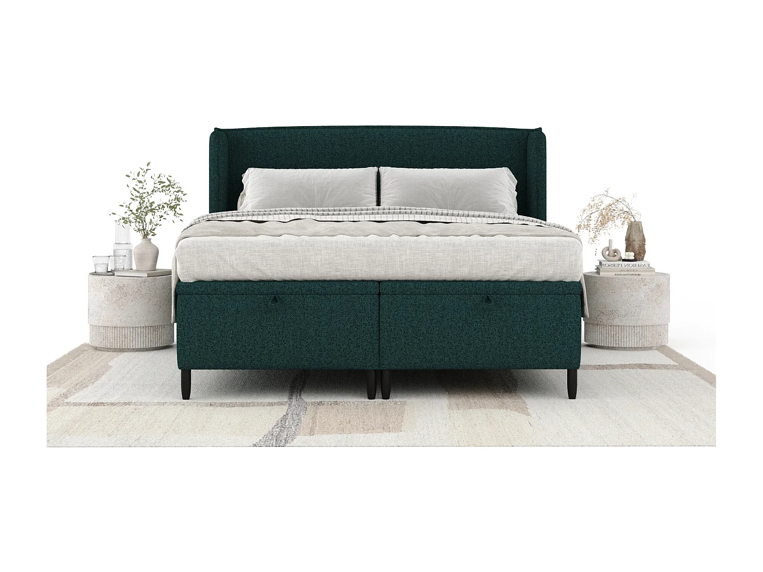 Lit coffre en toile tissée Ritual - 140 x 200 cm - vert