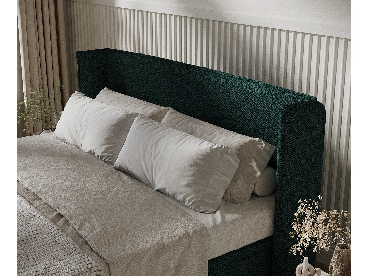 Lit coffre en toile tissée Ritual - 140 x 200 cm - vert