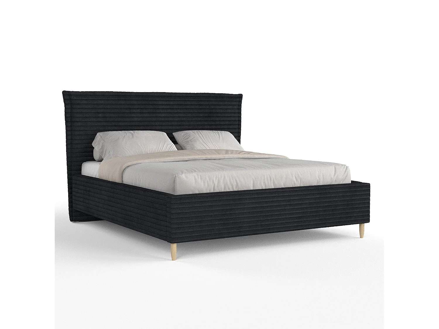 Polsterbett Cape Cod - 140 x 200 cm - Samtstoff - schwarz
