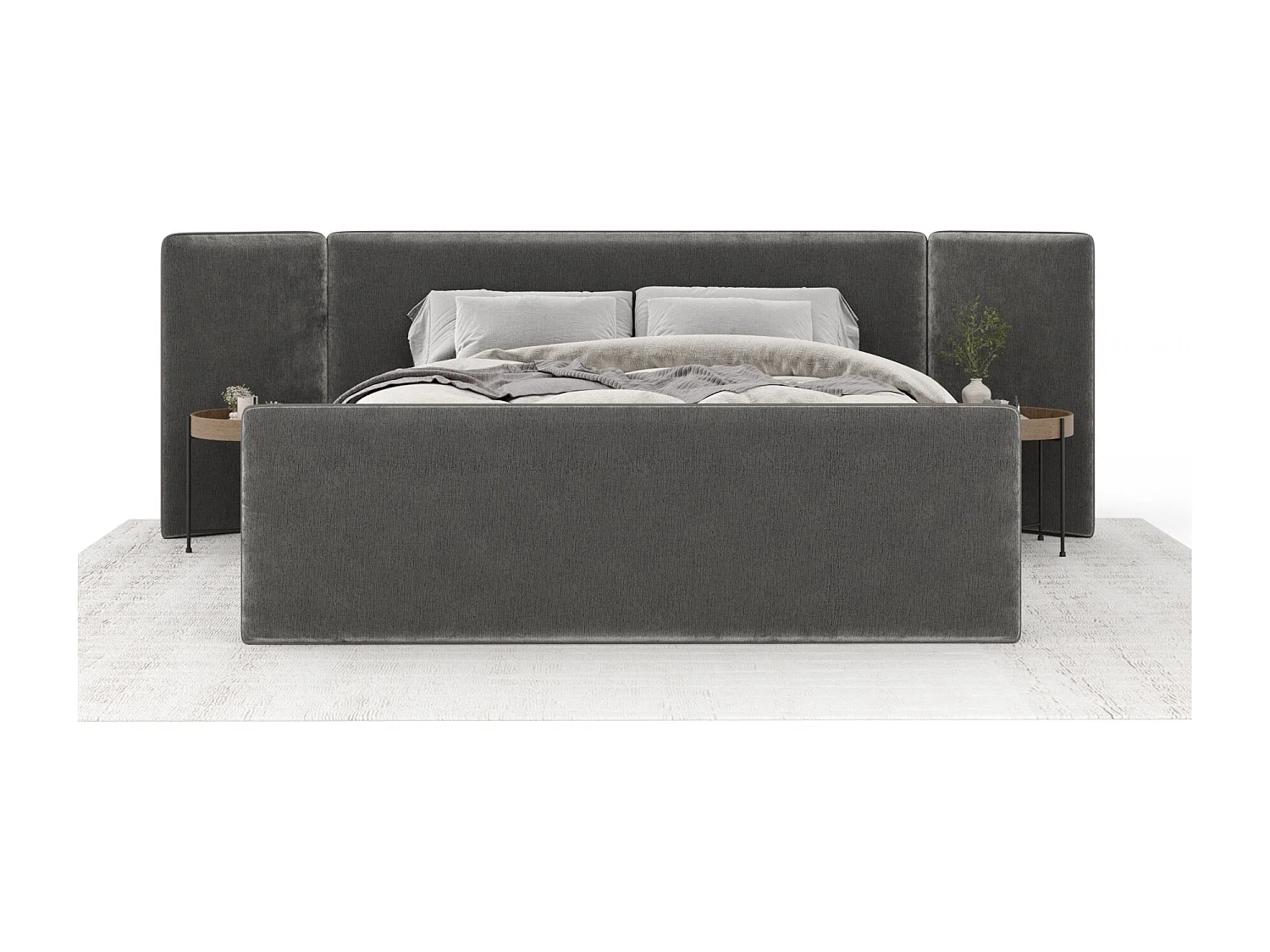 Polsterbett Tokyo - 160 x 200 cm - Chenille-Stoff - grau