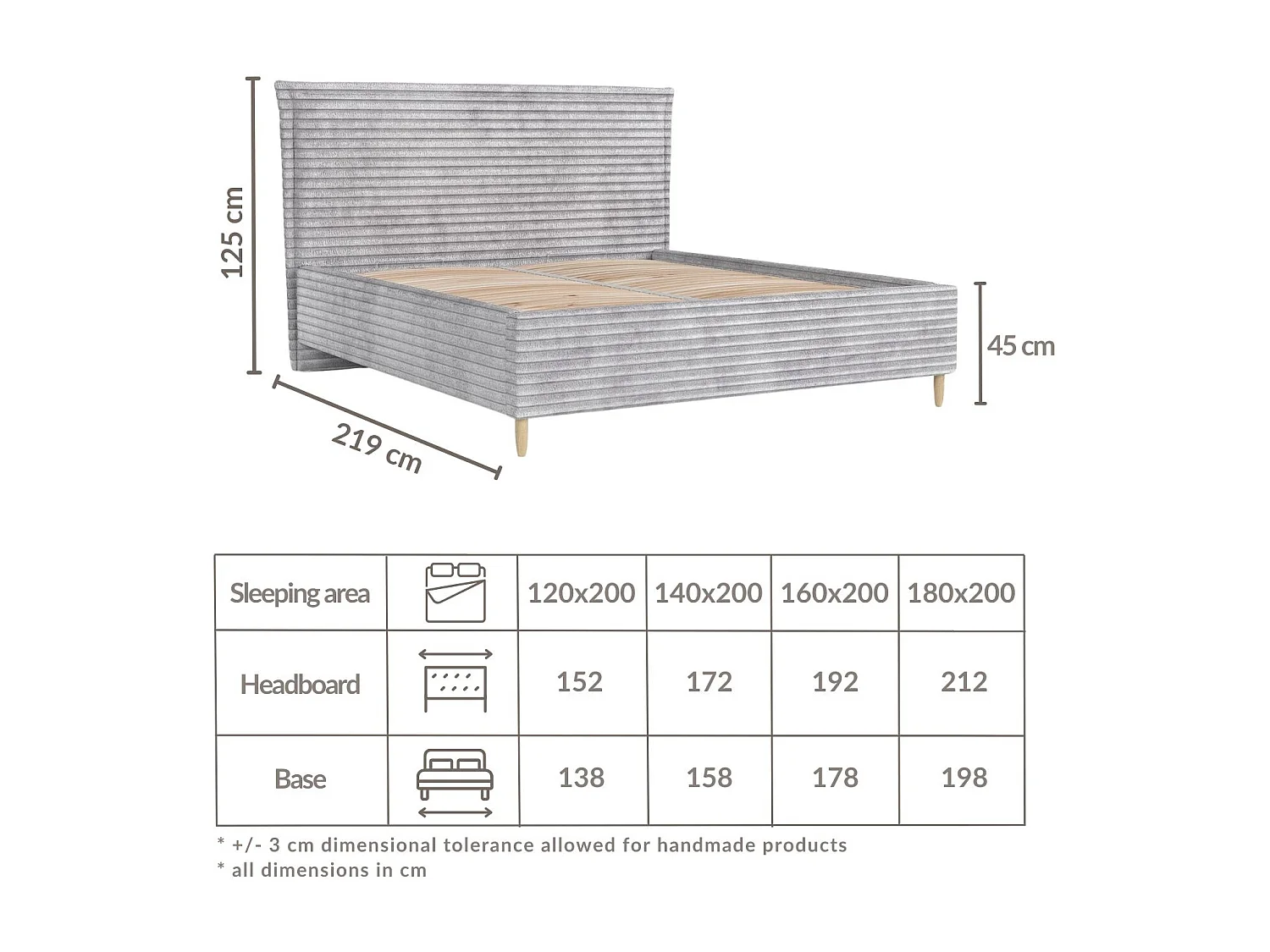 Lit coffre Cape Cod - 120 x 200 cm - velours - creme