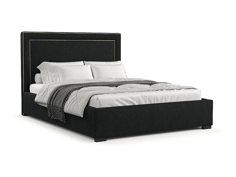 Polsterbett Como - 160 x 200 cm - Webstoff - schwarz