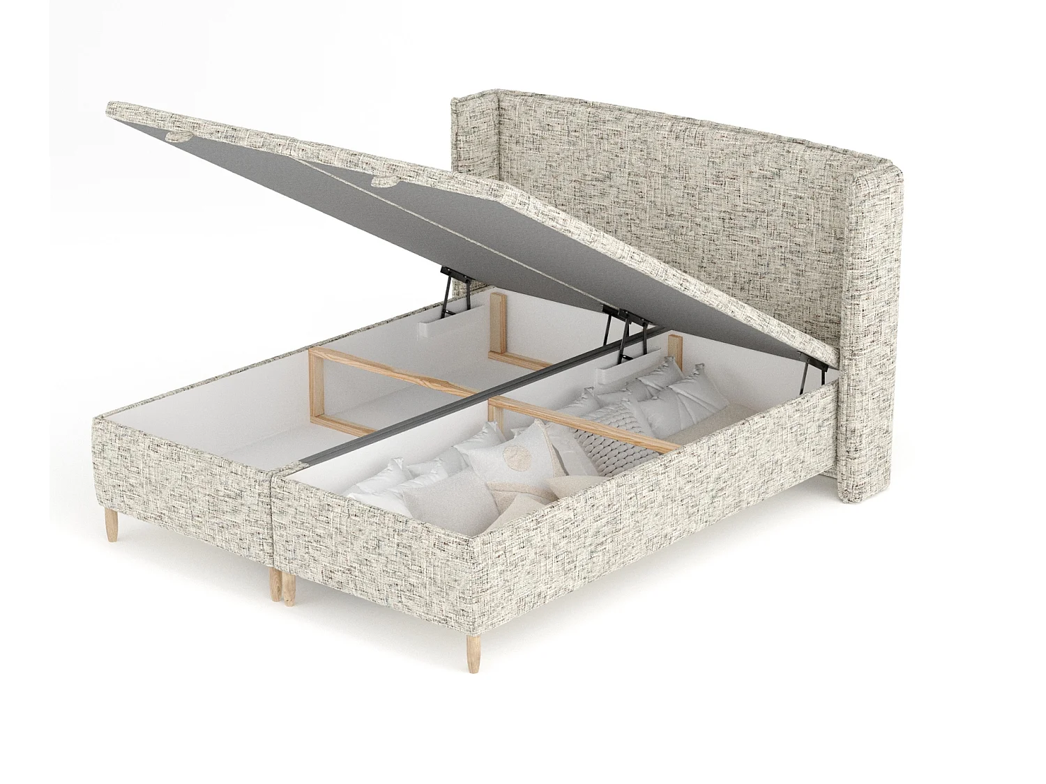 Lit coffre en toile tissée Ritual - 160 x 200 cm - beige mélangé