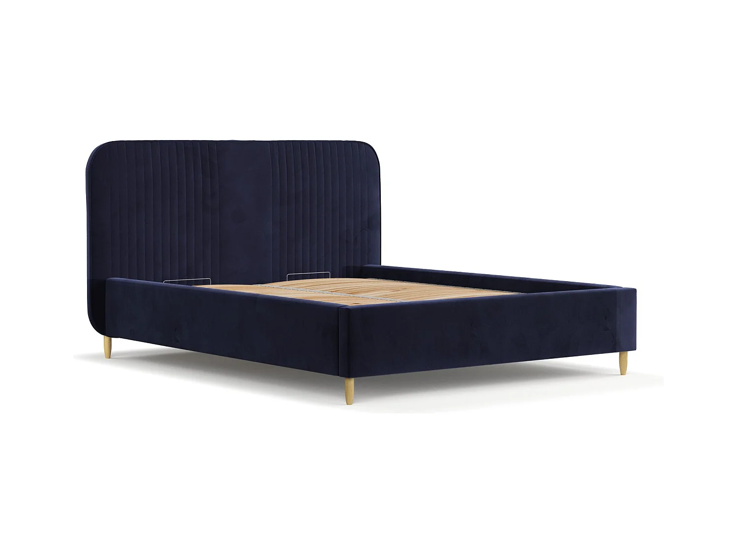 Polsterbett Livy - 120 x 200 cm - Samtstoff - marineblau