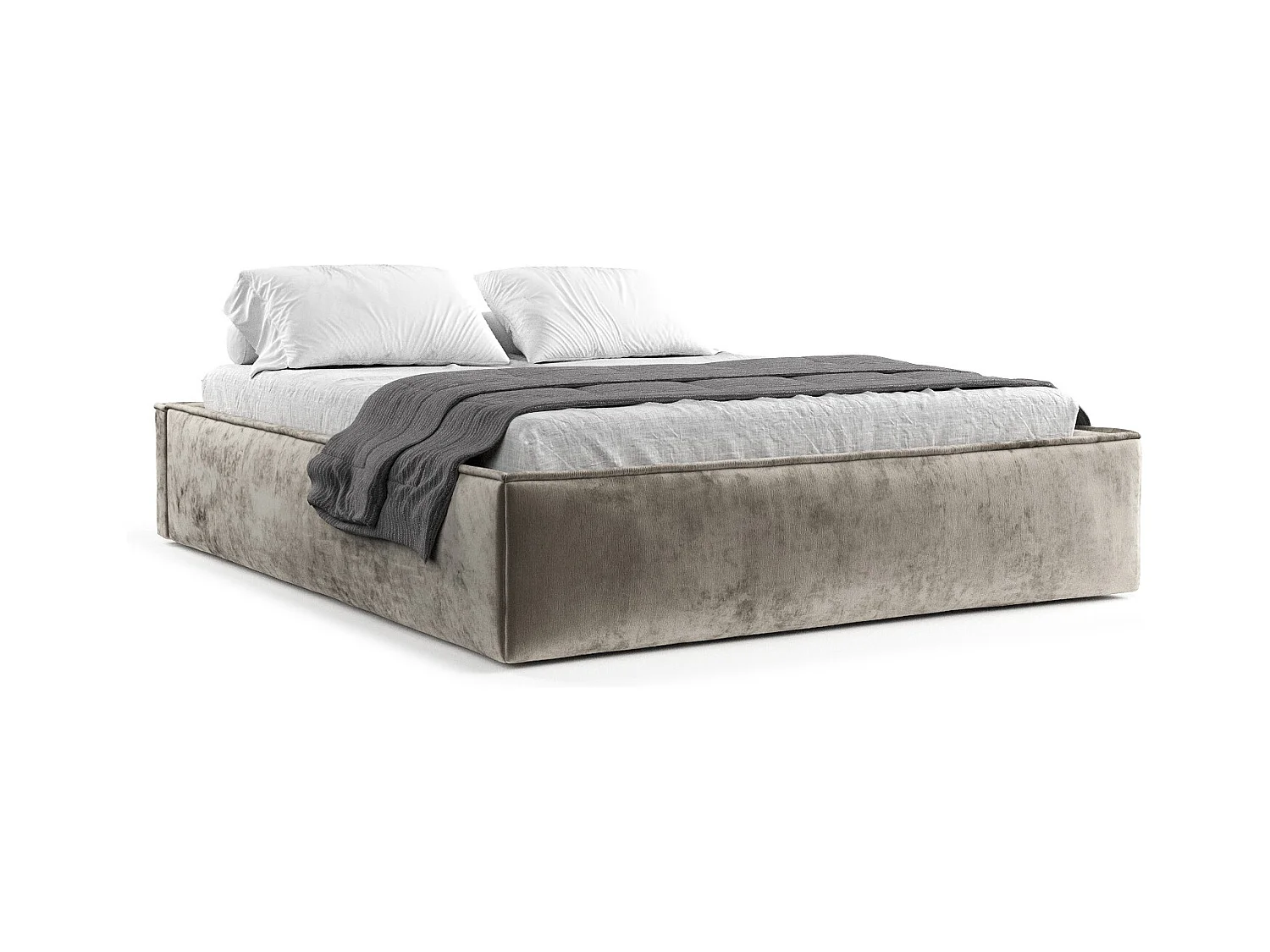 Polsterbett Alvar - 160 x 200 cm - Chenille-Stoff - beige