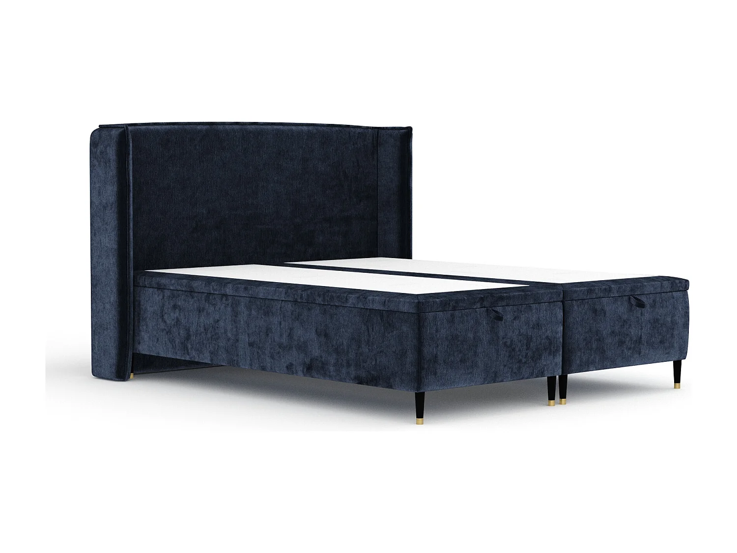 Lit coffre en tissu chenille Ritual - 180 x 200 cm - bleu marine