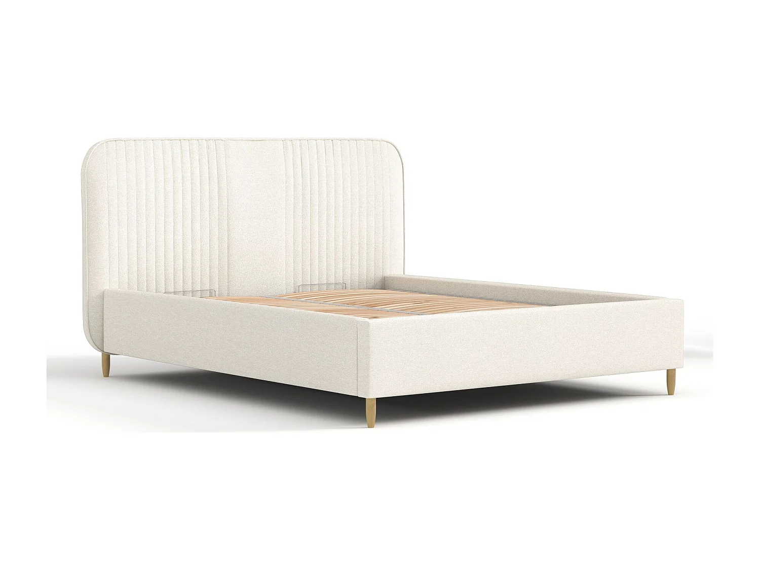 Lit coffre Livy - 140 x 200 cm - toile tissée - crème