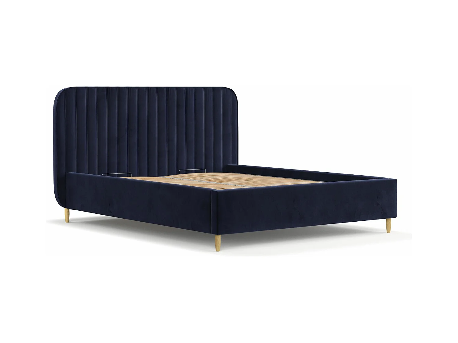 Polsterbett Noto - 160 x 200 cm - Samtstoff - marineblau