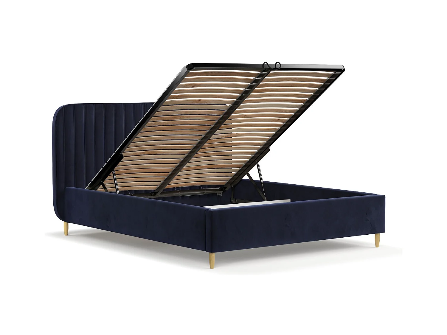 Polsterbett Noto - 160 x 200 cm - Samtstoff - marineblau