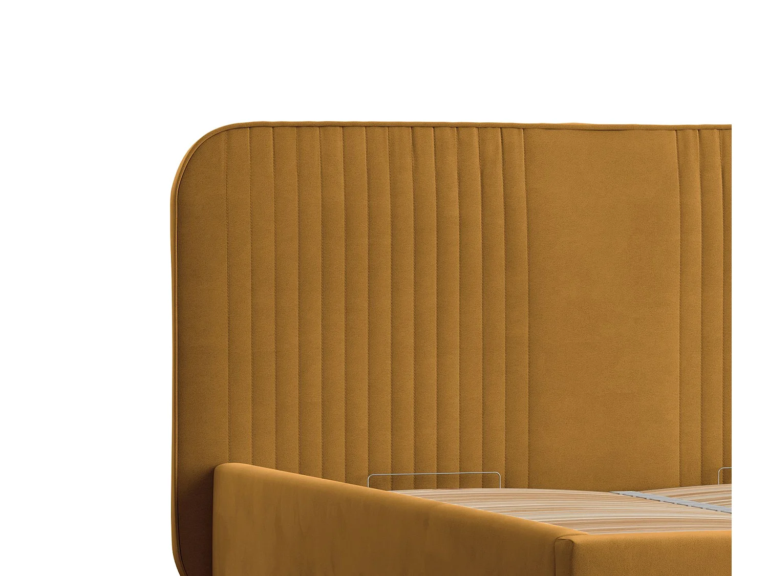 Lit coffre Livy - 140 x 200 cm - velours - jaune moutarde