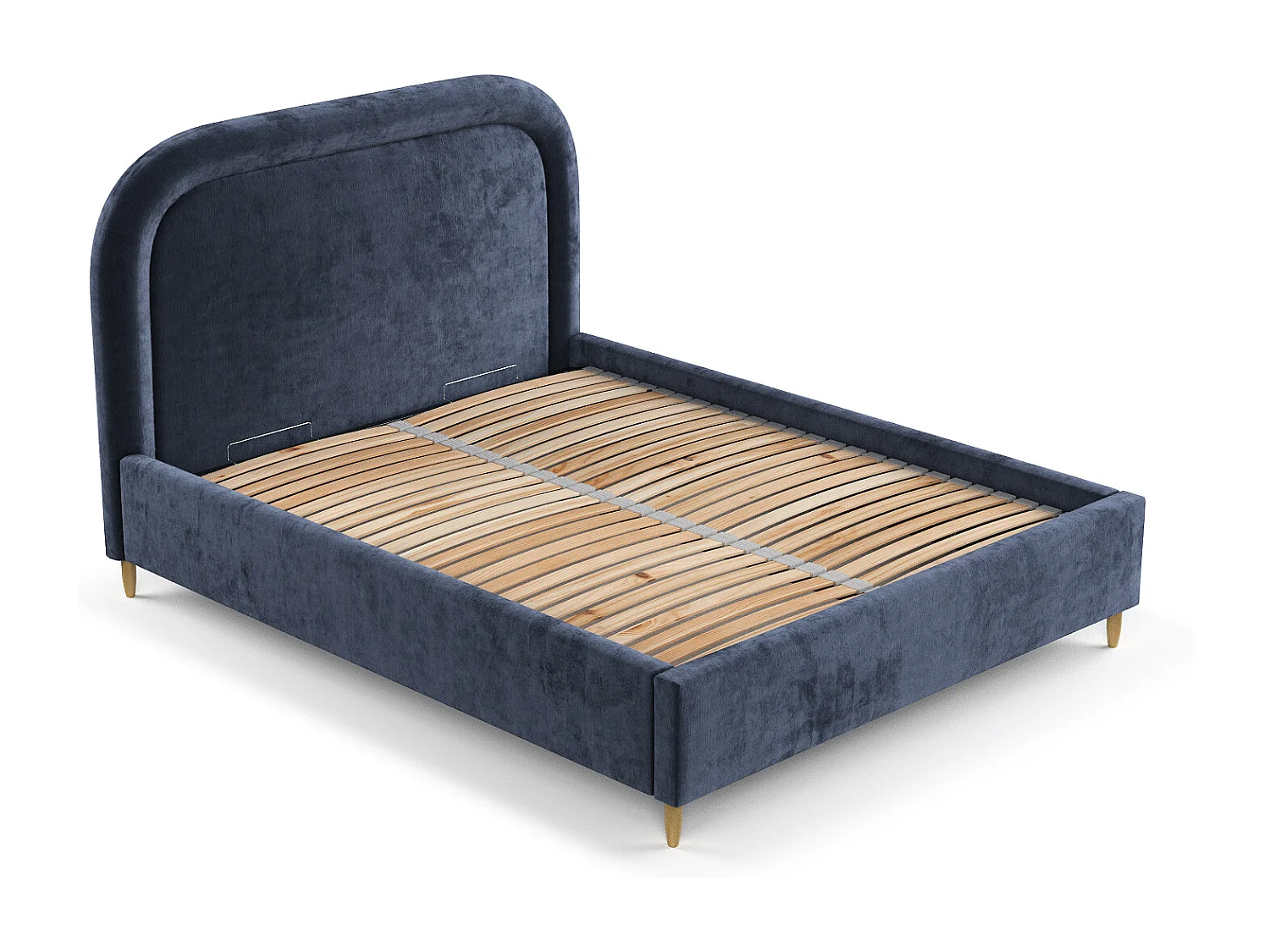 Lit coffre Mija - 160 x 200 cm - chenille - bleu marine