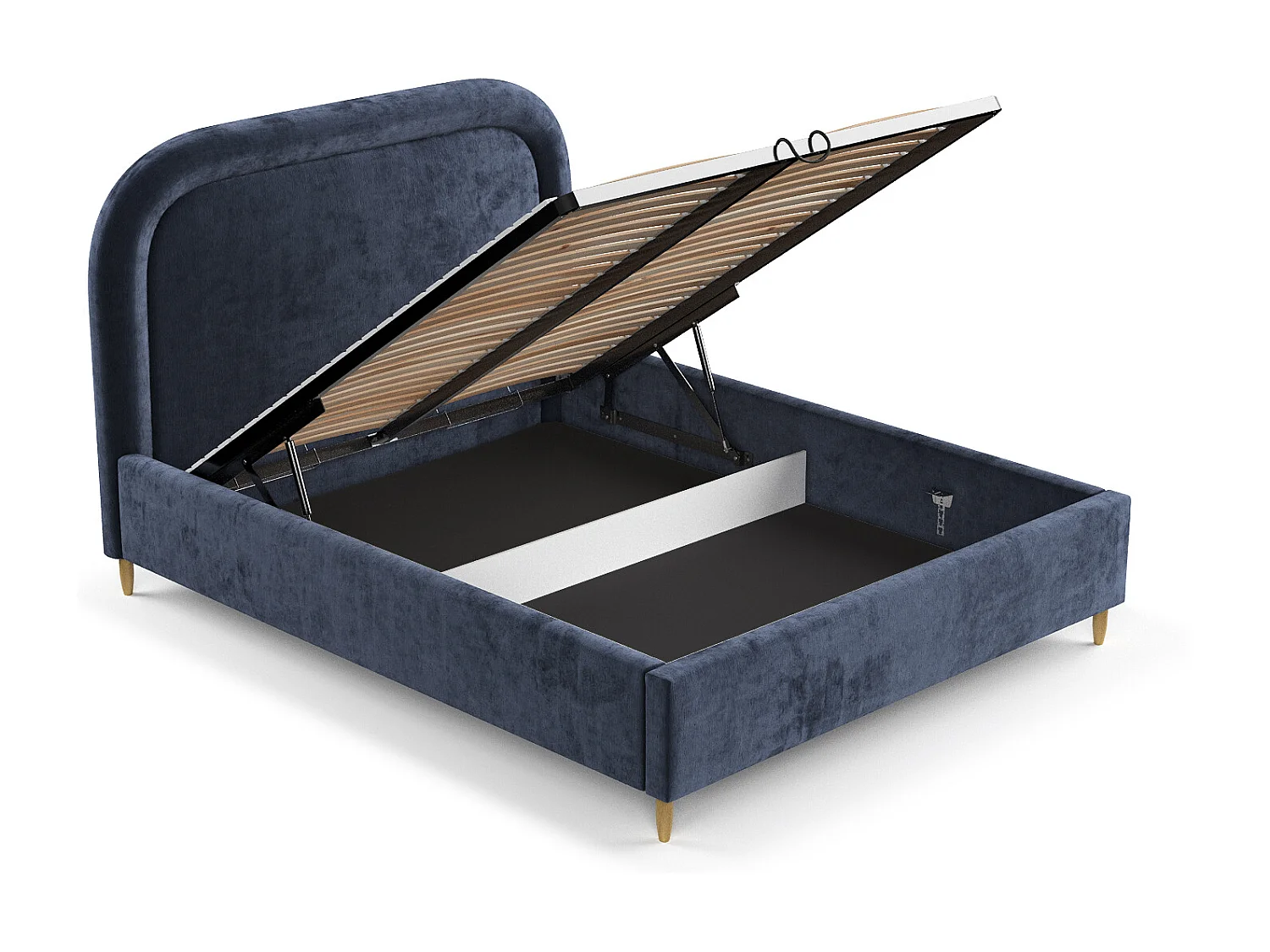 Polsterbett Mija - 160 x 200 cm - Chenille-Stoff - marineblau