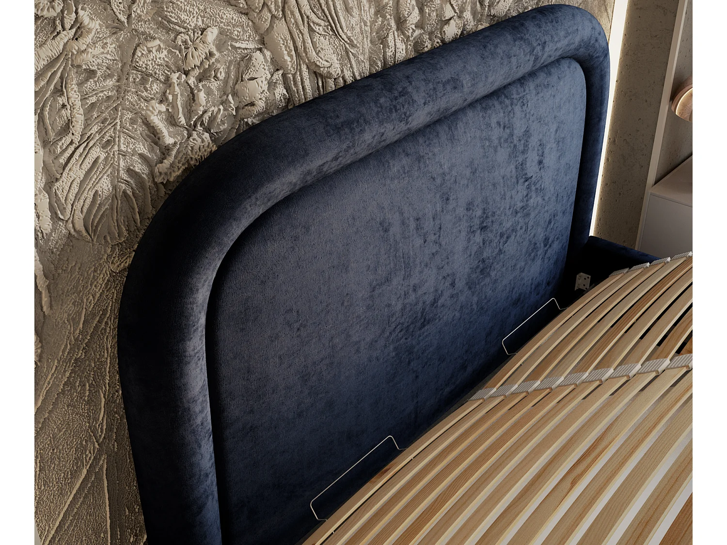 Polsterbett Mija - 160 x 200 cm - Chenille-Stoff - marineblau