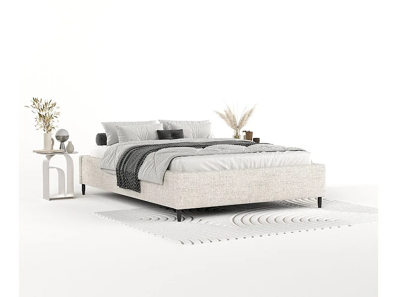 Polsterbett Larch - 120 x 200 cm - Webstoff - creme