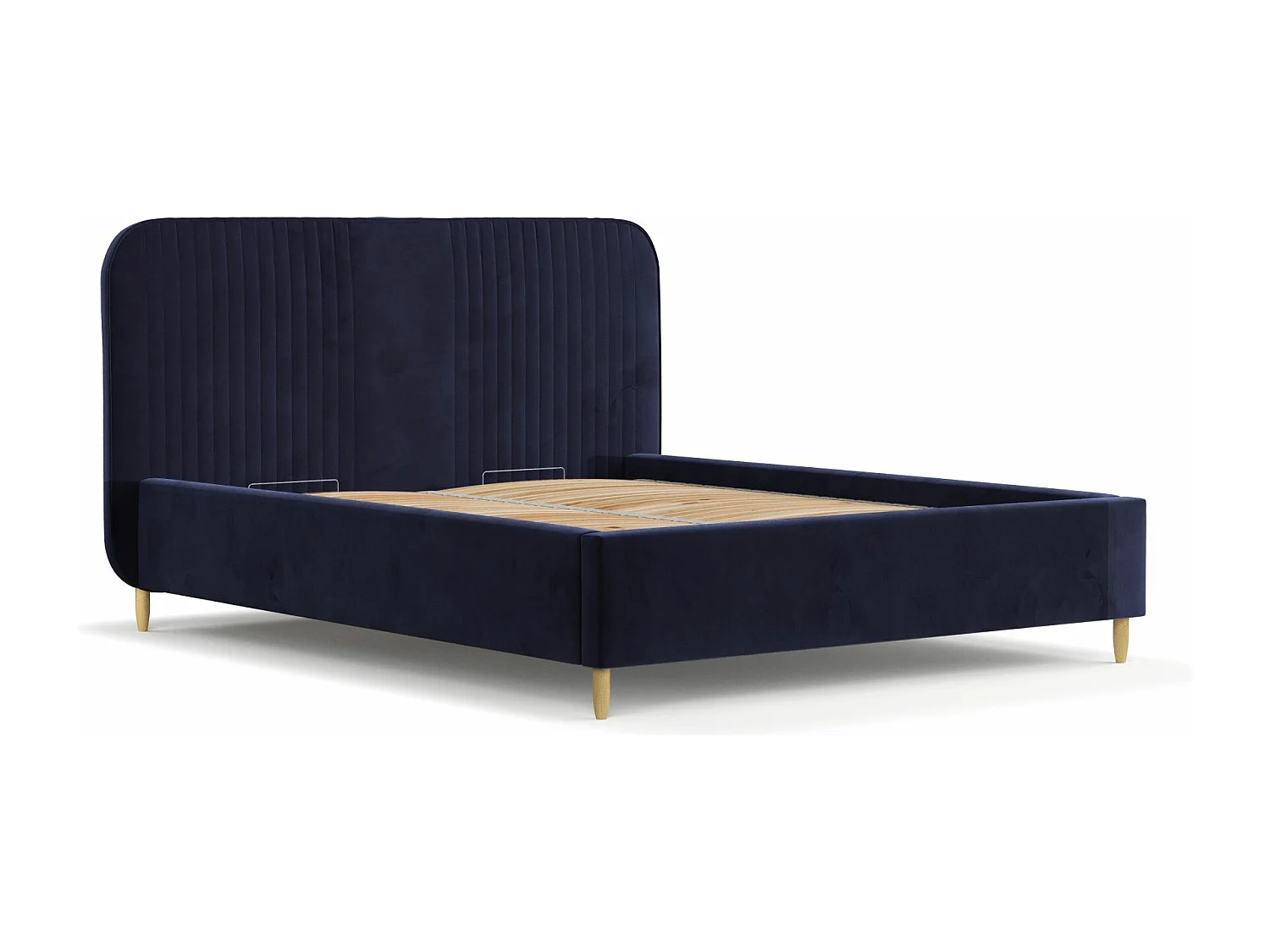 Polsterbett Livy - 160 x 200 cm - Samtstoff - marineblau