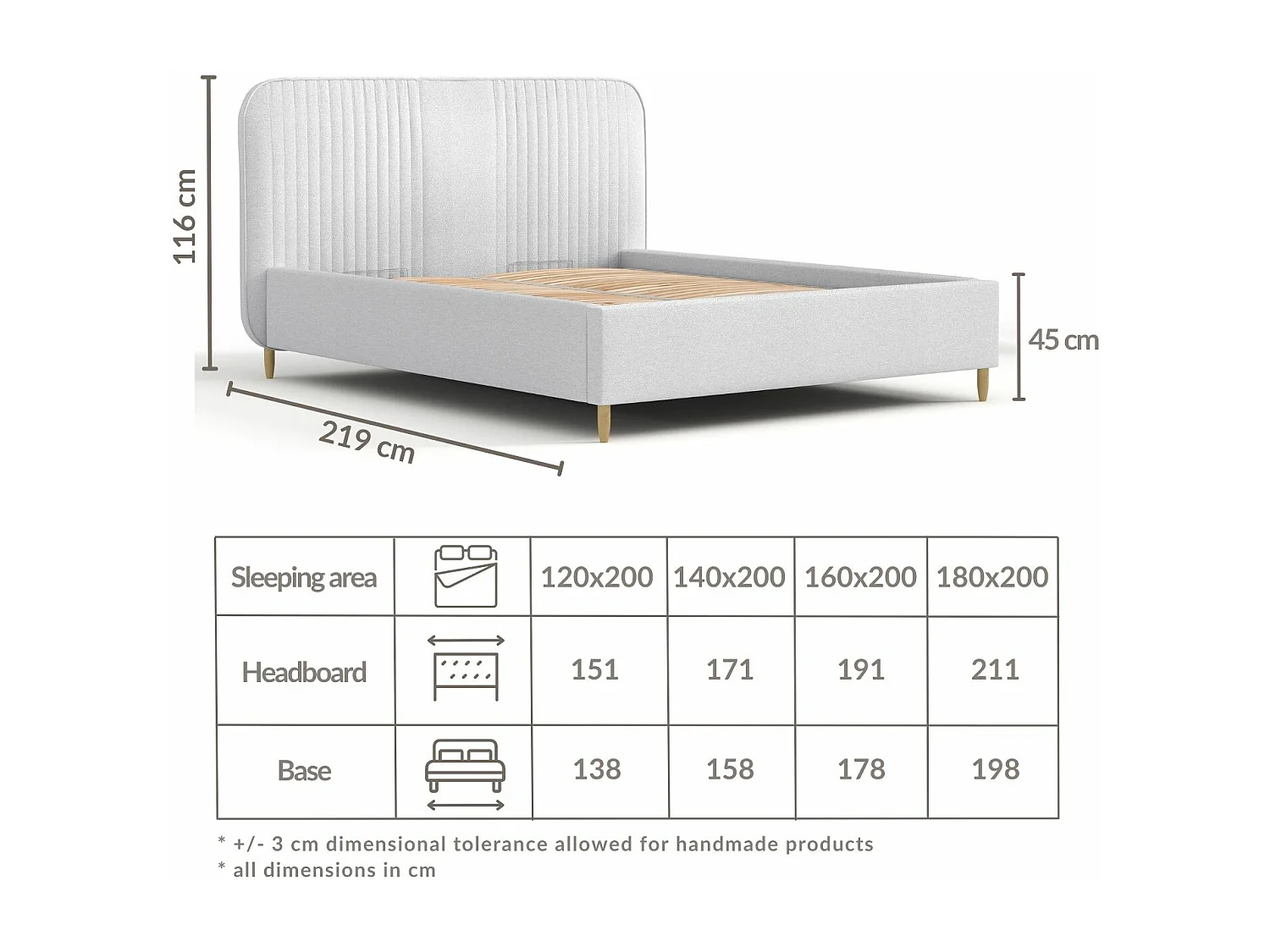 Lit coffre Livy - 180 x 200 cm - toile tissée - beige