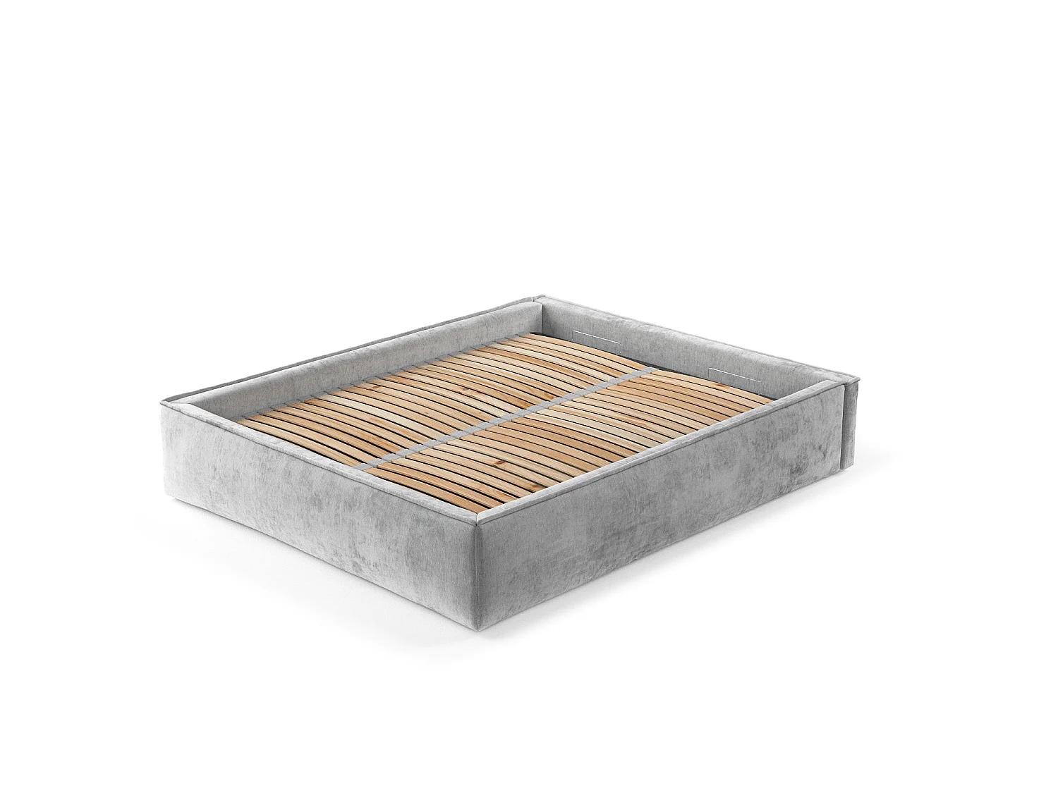 Lit coffre Alvar - 200 x 200 cm - chenille - gris clair